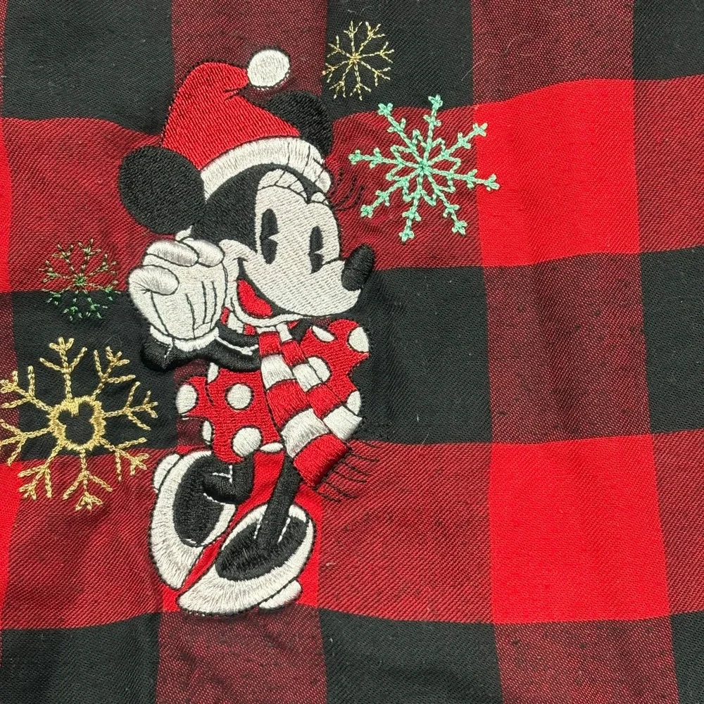 Disney Minnie Mouse Red Black Buffalo Plaid Long Sleeve Nightgown Girls Sz. 7/8 - Picture 3 of 6